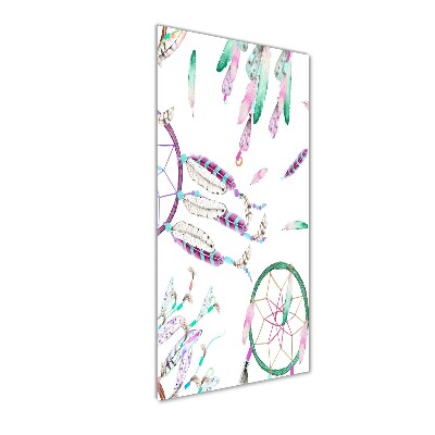 Cuadro de cristal moderno efecto brillo vertical Atrapasueños