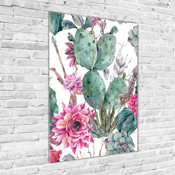 Cuadro de vidrio templado 4mm para pared vertical Cactus