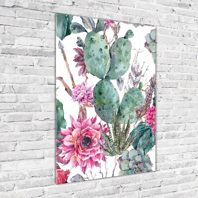 Cuadro de vidrio templado 4mm para pared vertical Cactus