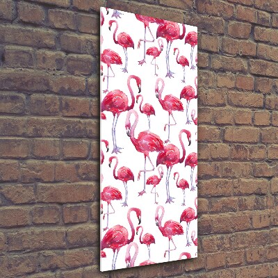 Fotocuadro de cristal elegante para hogar vertical Flamencos