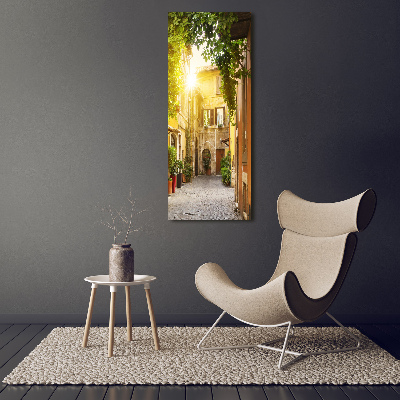 Fotocuadro de cristal elegante para hogar vertical calles italianas
