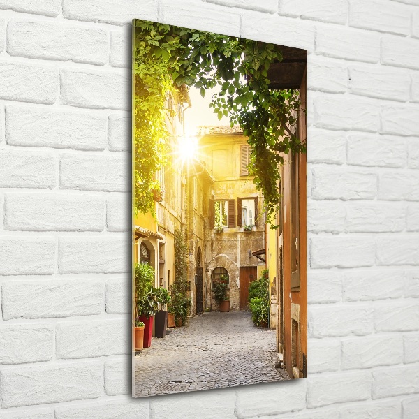 Fotocuadro de cristal elegante para hogar vertical calles italianas
