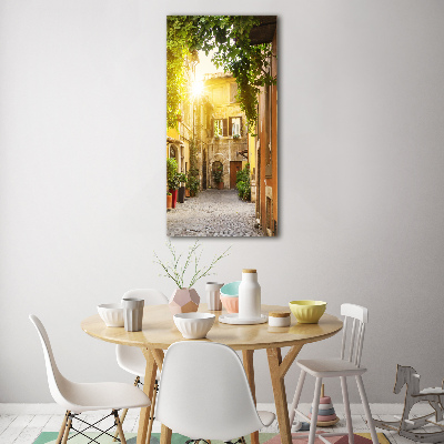 Fotocuadro de cristal elegante para hogar vertical calles italianas