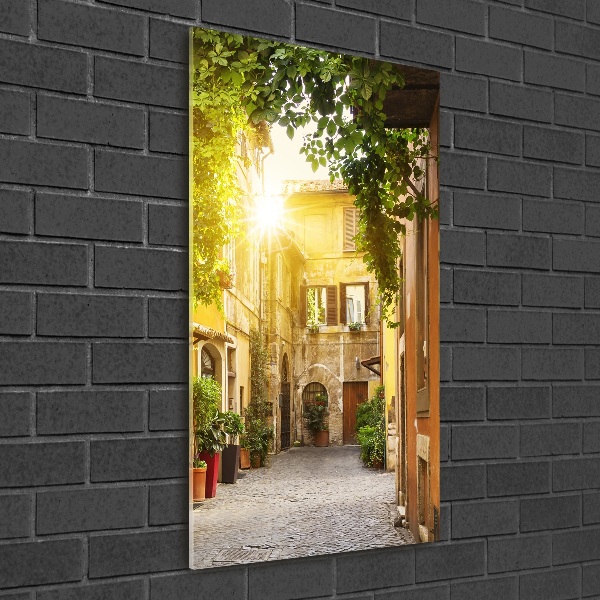 Fotocuadro de cristal elegante para hogar vertical calles italianas