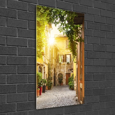 Fotocuadro de cristal elegante para hogar vertical calles italianas