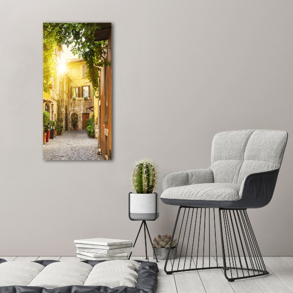 Fotocuadro de cristal elegante para hogar vertical calles italianas