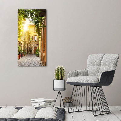 Fotocuadro de cristal elegante para hogar vertical calles italianas