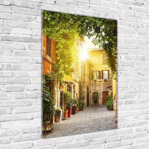 Fotocuadro de cristal elegante para hogar vertical calles italianas