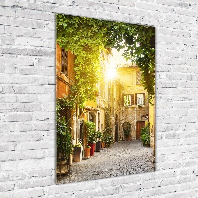 Fotocuadro de cristal elegante para hogar vertical calles italianas