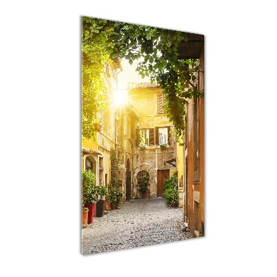 Fotocuadro de cristal elegante para hogar vertical calles italianas