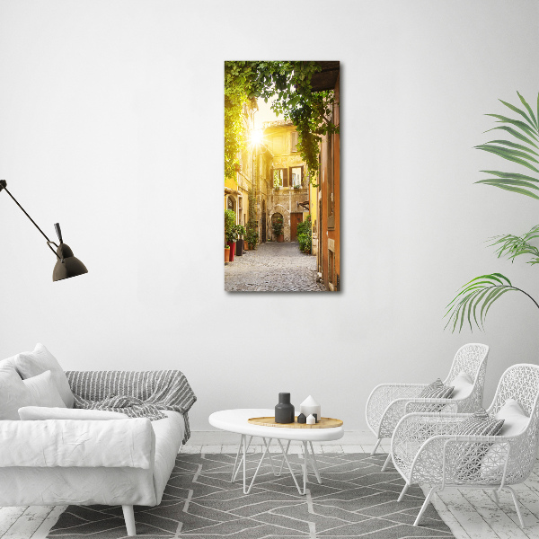Fotocuadro de cristal elegante para hogar vertical calles italianas