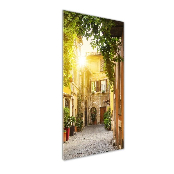 Fotocuadro de cristal elegante para hogar vertical calles italianas
