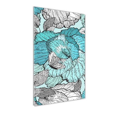 Cuadro decorativo en cristal con canto pulido vertical Patrón floral