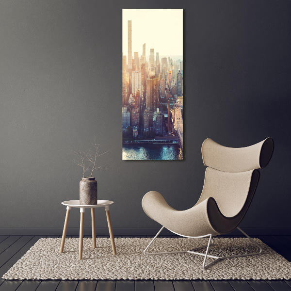Cuadro de vidrio templado 4mm para pared vertical Vista aérea de Nueva York