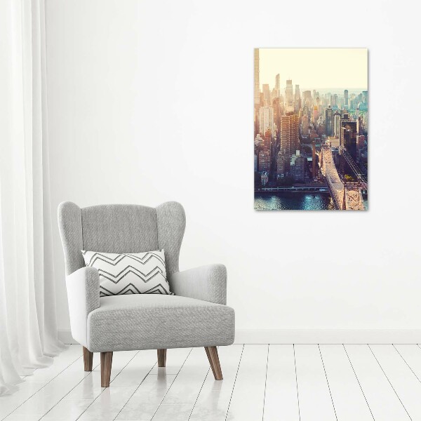 Cuadro de vidrio templado 4mm para pared vertical Vista aérea de Nueva York