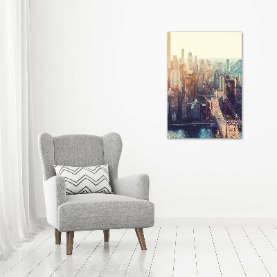Cuadro de vidrio templado 4mm para pared vertical Vista aérea de Nueva York