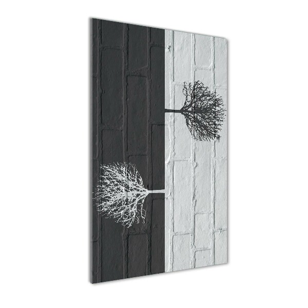 Fotocuadro de cristal elegante para hogar vertical Árboles en la pared