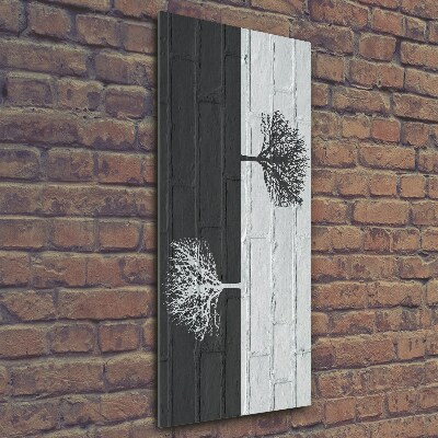 Fotocuadro de cristal elegante para hogar vertical Árboles en la pared