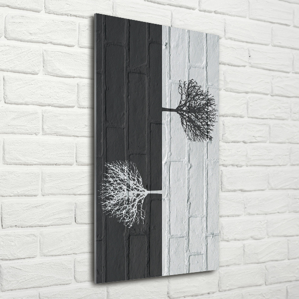 Fotocuadro de cristal elegante para hogar vertical Árboles en la pared