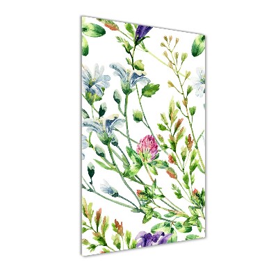 Cuadro de cristal moderno efecto brillo vertical Flores silvestres