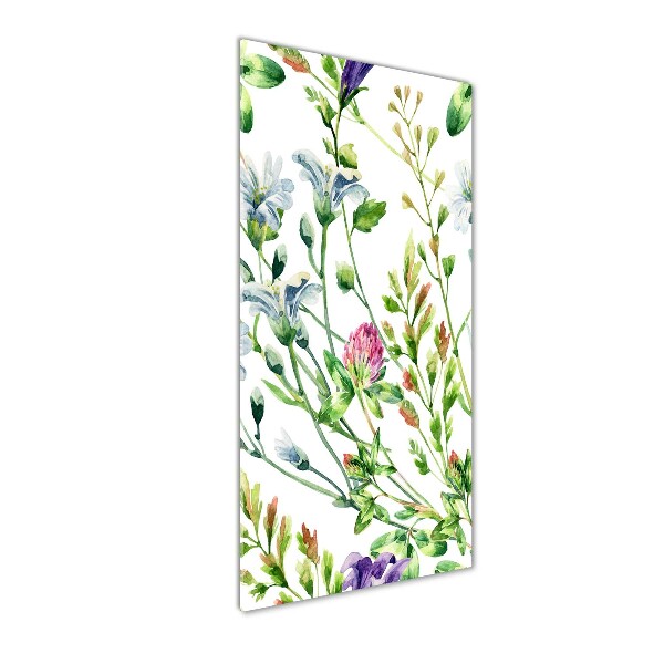 Cuadro de cristal moderno efecto brillo vertical Flores silvestres