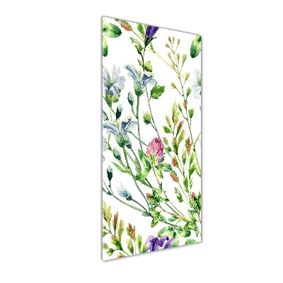 Cuadro de cristal moderno efecto brillo vertical Flores silvestres