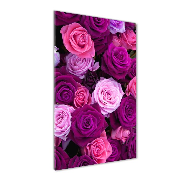Cuadro de vidrio templado 4mm para pared vertical rosas rosadas