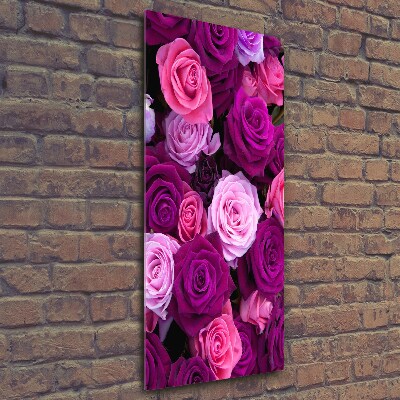 Cuadro de vidrio templado 4mm para pared vertical rosas rosadas