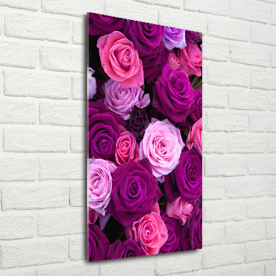 Cuadro de vidrio templado 4mm para pared vertical rosas rosadas