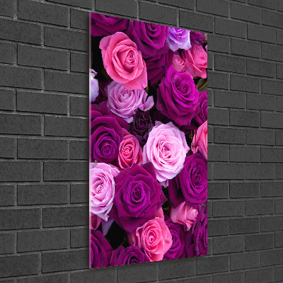 Cuadro de vidrio templado 4mm para pared vertical rosas rosadas