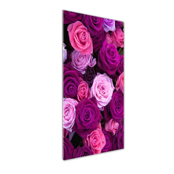 Cuadro de vidrio templado 4mm para pared vertical rosas rosadas