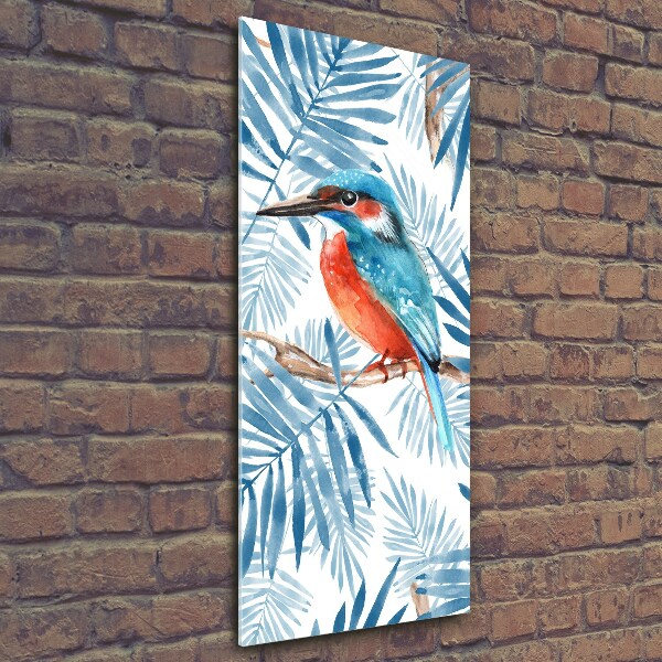 Cuadro de vidrio templado 4mm para pared vertical Pájaros y hojas