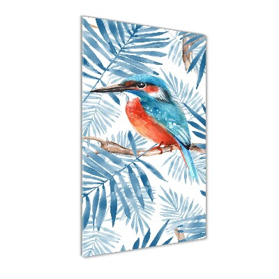 Cuadro de vidrio templado 4mm para pared vertical Pájaros y hojas