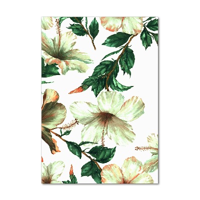 Cuadro de cristal moderno efecto brillo vertical Hibisco