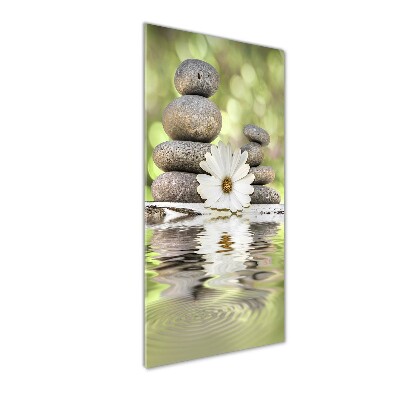 Cuadro de vidrio templado 4mm para pared vertical Piedras y flores