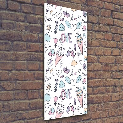 Cuadro de vidrio templado 4mm para pared vertical Patrón romántico