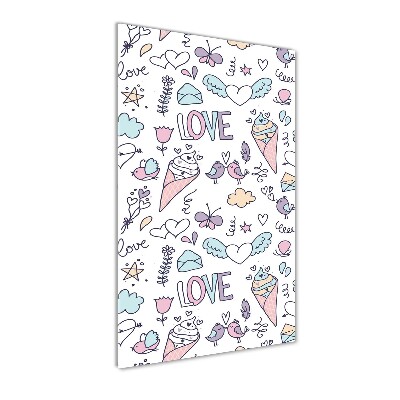 Cuadro de vidrio templado 4mm para pared vertical Patrón romántico