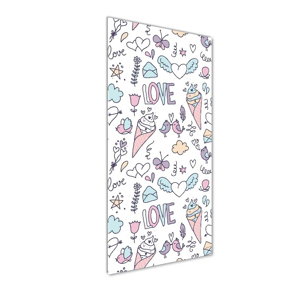 Cuadro de vidrio templado 4mm para pared vertical Patrón romántico