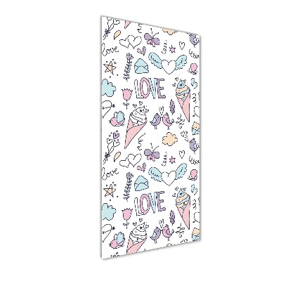 Cuadro de vidrio templado 4mm para pared vertical Patrón romántico