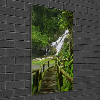 Cuadro decorativo en cristal con canto pulido vertical Camino de la jungla