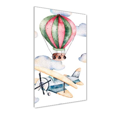 Cuadro de vidrio templado 4mm para pared vertical Globos y aviones