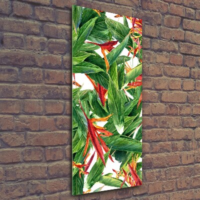 Fotocuadro de cristal elegante para hogar vertical Strelitzia reginae