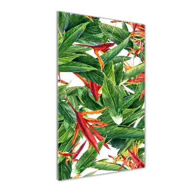 Fotocuadro de cristal elegante para hogar vertical Strelitzia reginae