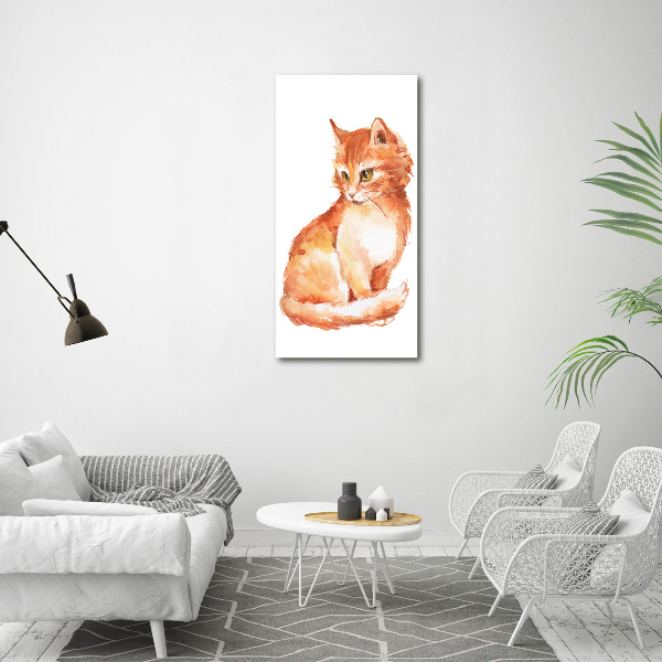 Fotocuadro de cristal elegante para hogar vertical Gato pelirrojo