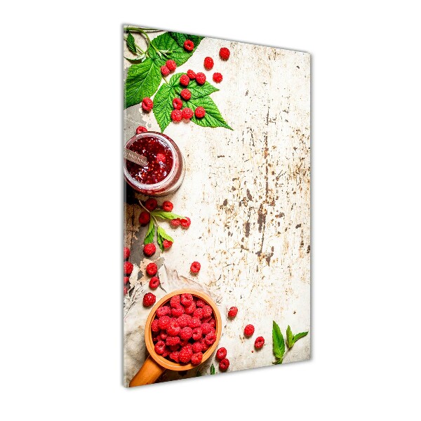 Cuadro de vidrio templado 4mm para pared vertical Mermelada de frambuesa
