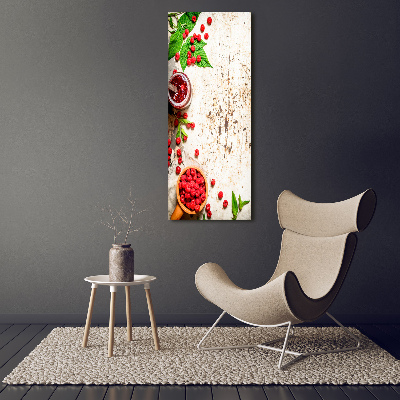 Cuadro de vidrio templado 4mm para pared vertical Mermelada de frambuesa