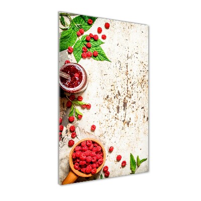 Cuadro de vidrio templado 4mm para pared vertical Mermelada de frambuesa