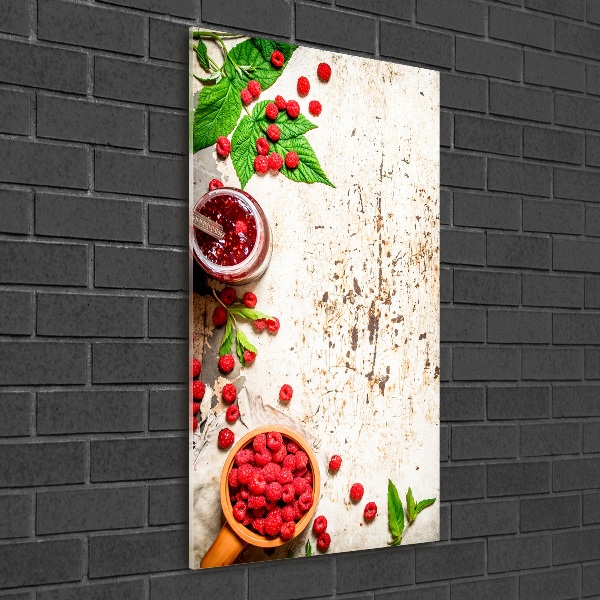 Cuadro de vidrio templado 4mm para pared vertical Mermelada de frambuesa