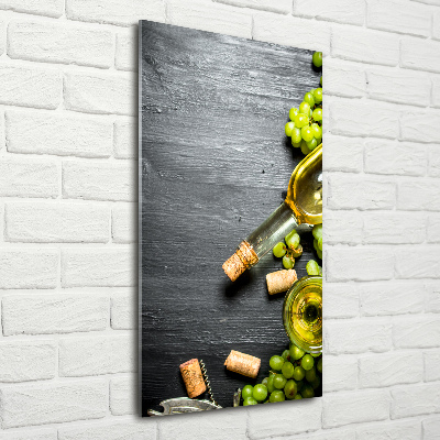 Cuadro de cristal moderno efecto brillo vertical Uvas y vino