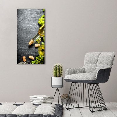 Cuadro de cristal moderno efecto brillo vertical Uvas y vino